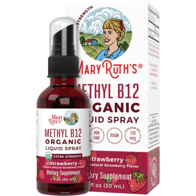 MARY RUTH'S Vitamina Mary Ruth's, Vitamina B-12 720 mcg Orgánica Aerosol Sabor Fresa (1 fl oz/30 ml)