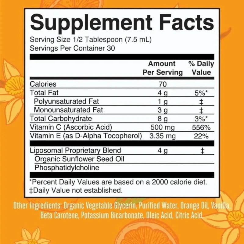 MARY RUTH'S Vitamina Mary Ruth's, Vitamina C Liposomal Sabor Vainilla Naranja (225 ml)