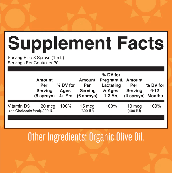 MARY RUTH'S Suplementos Mary Ruth's, Vitamina D-3 Orgánica 800 UI (1 fl oz/ 30 ml)