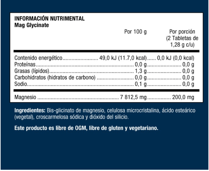 METAGENICS Suplementos Metagenics, Glicinato de Magnesio 1.28 g (120 tabletas)