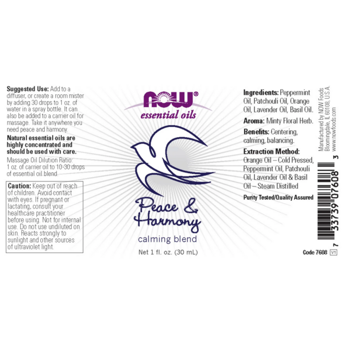 Now Foods, Mezcla Esencial Peace & Harmony (1 fl oz/30 ml)