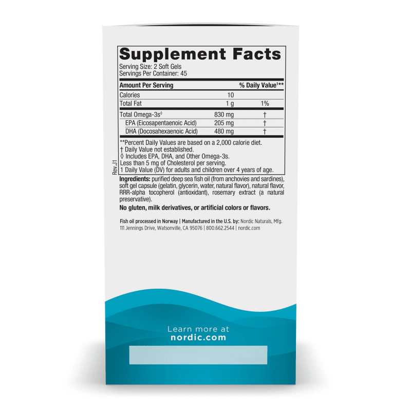 NORDIC NATURALS Suplementos Nordic Naturals, DHA 830 mg Sabor Fresa (90 softgels)