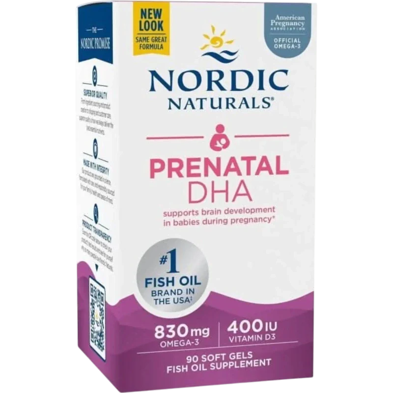 NORDIC NATURALS Vitamina Nordic Naturals, DHA Prenatal 830 mg y Vitamina D-3 400 IU (90 softgels)