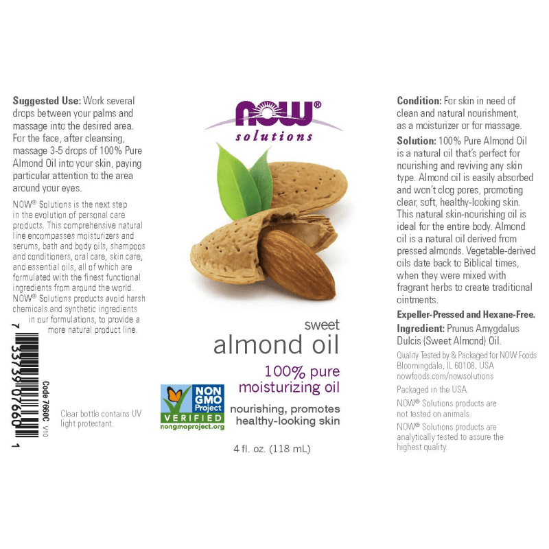 NOW Cuidado personal Now Foods, Aceite de Almendras Dulces (4 fl oz/118 ml)