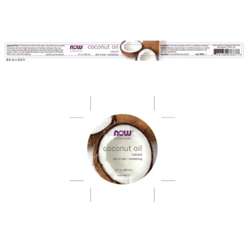 NOW Cabello y Uñas Now Foods, Aceite de Coco Natural Cabello y Piel (3 fl oz/89 ml)