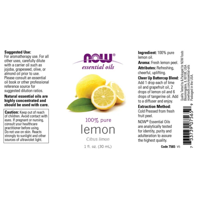 NOW Aceites Esenciales Now Foods, Aceite Esencial de Limón (1 fl oz/30 ml)