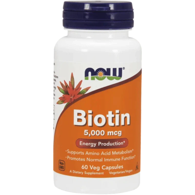 NOW Suplementos Now Foods, Biotina 5,000 mcg (60 cápsulas)