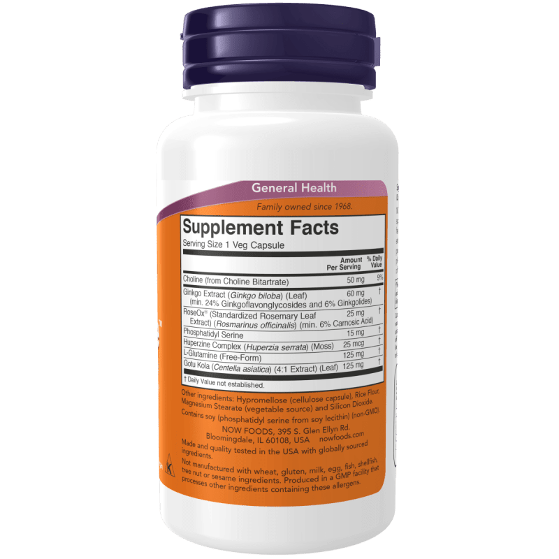 NOW SUPLEMENTOS Now Foods, Brain Elevate™ Función Cognitiva (60 cápsulas)