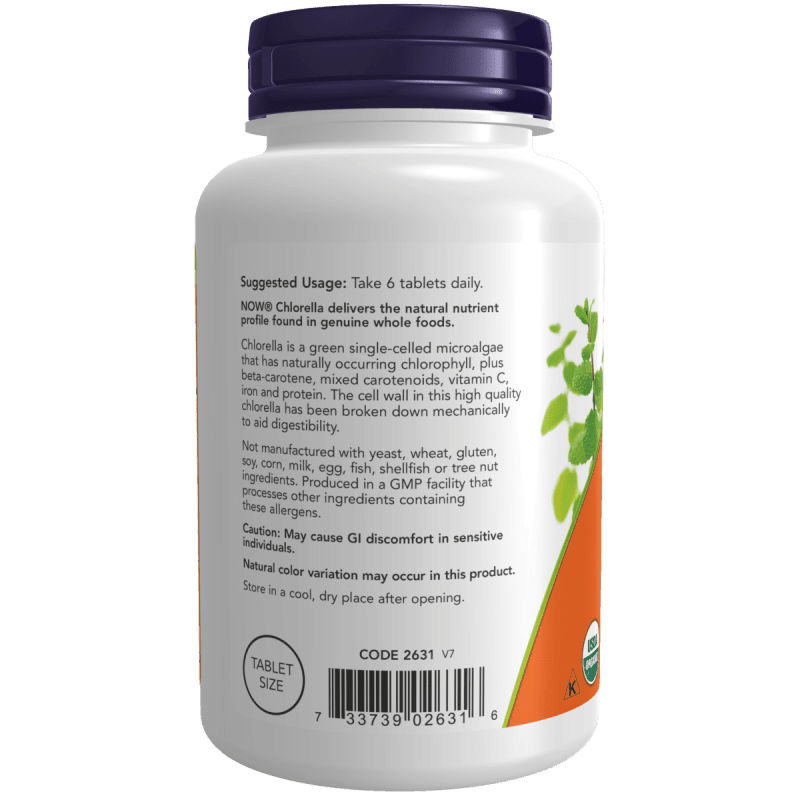 NOW SUPLEMENTOS Now Foods, Clorela Orgánica 500 mg (200 tabletas)