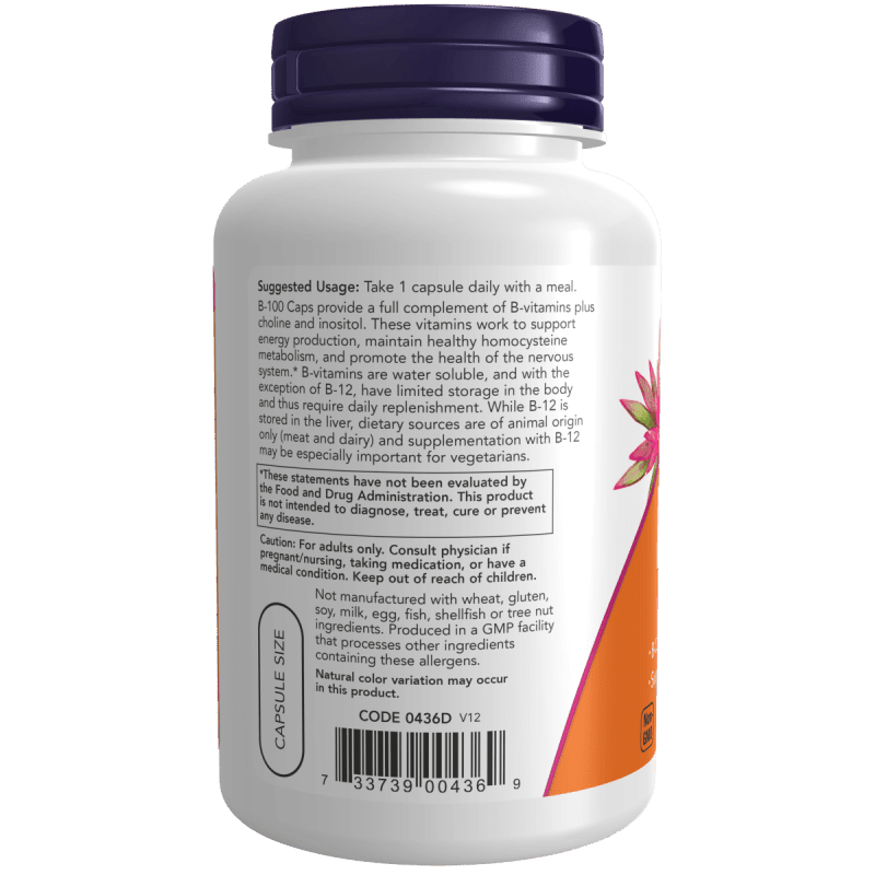 NOW SUPLEMENTOS Now Foods, Complejo B-100 (100 cápsulas)