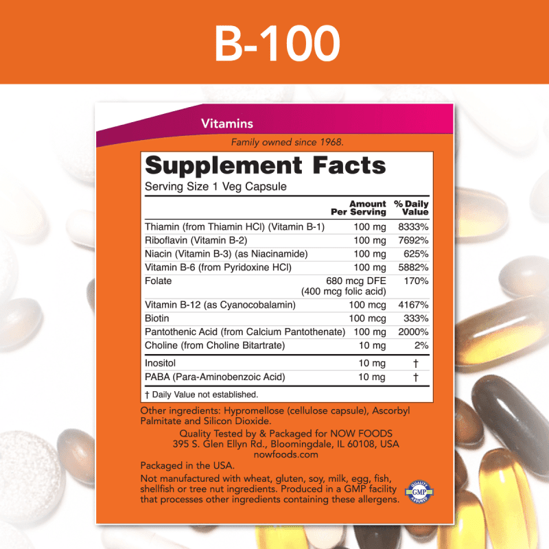 NOW SUPLEMENTOS Now Foods, Complejo B-100 (250 cápsulas)