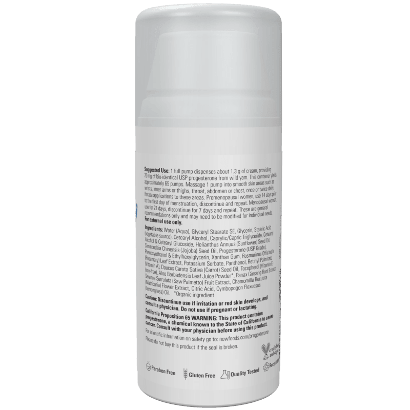 NOW Salud y Belleza Now Foods, Crema para Piel con Progesterona 85 g