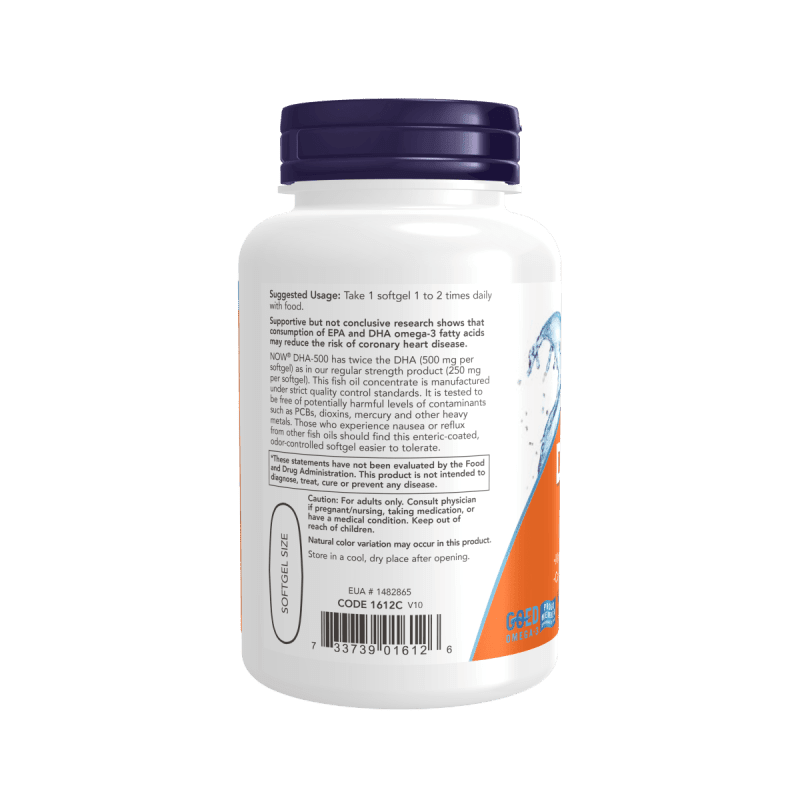 NOW SUPLEMENTOS Now Foods, DHA-500 Doble Potencia (90 softgels)