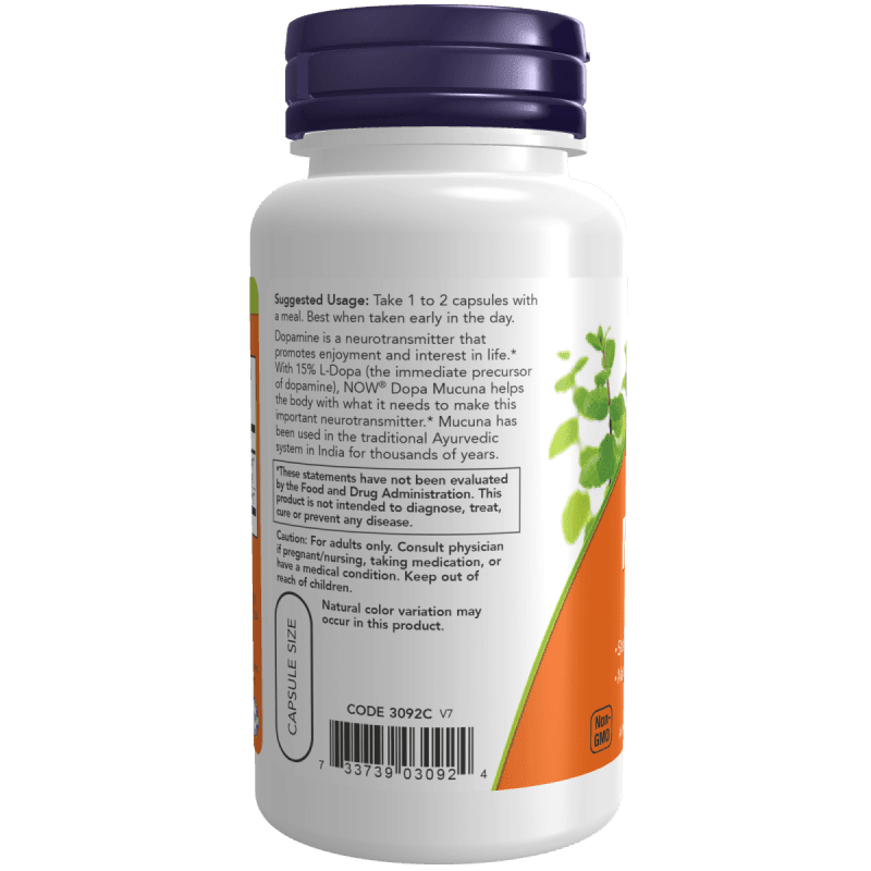 NOW SUPLEMENTOS Now Foods, Dopa Mucuna 120 mg (90 cápsulas)