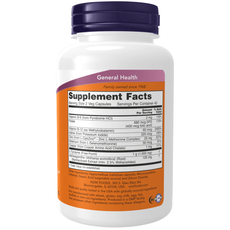NOW SUPLEMENTOS Now Foods, Energía y Apoyo de Tiroides (90 cápsulas)