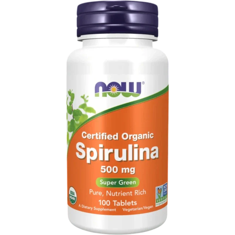 NOW Superalimento Now Foods, Espirulina Orgánica Certificada 500 mg (100 tabletas)