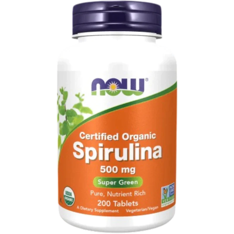 NOW Superalimento Now Foods, Espirulina Orgánica Certificada 500 mg (200 tabletas)