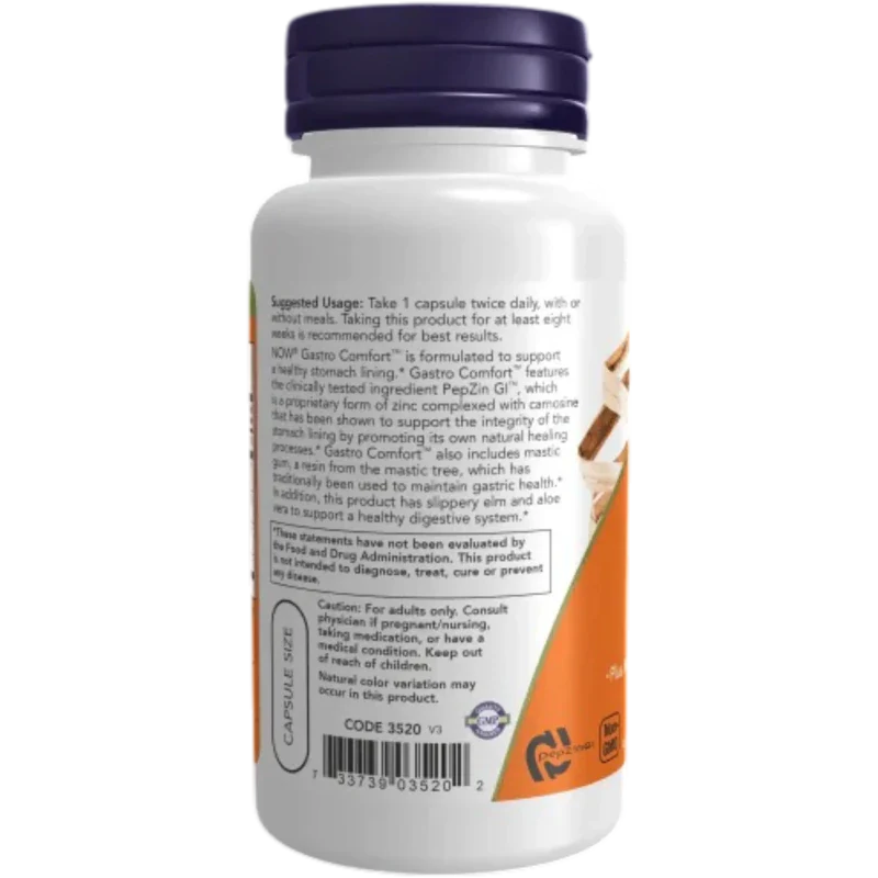 NOW Aminoácido Now Foods, Gastro Comfort™ con Pepsina Go™ 37.5 mg (60 cápsulas)