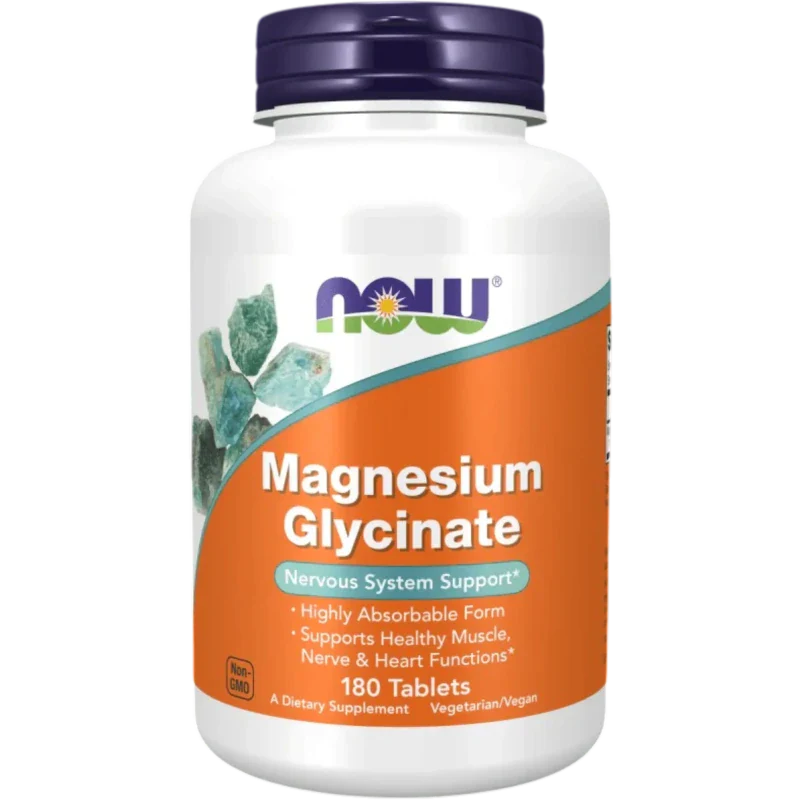 NOW Mineral Now Foods, Glicinato de Magnesio 200 mg (180 tabletas)