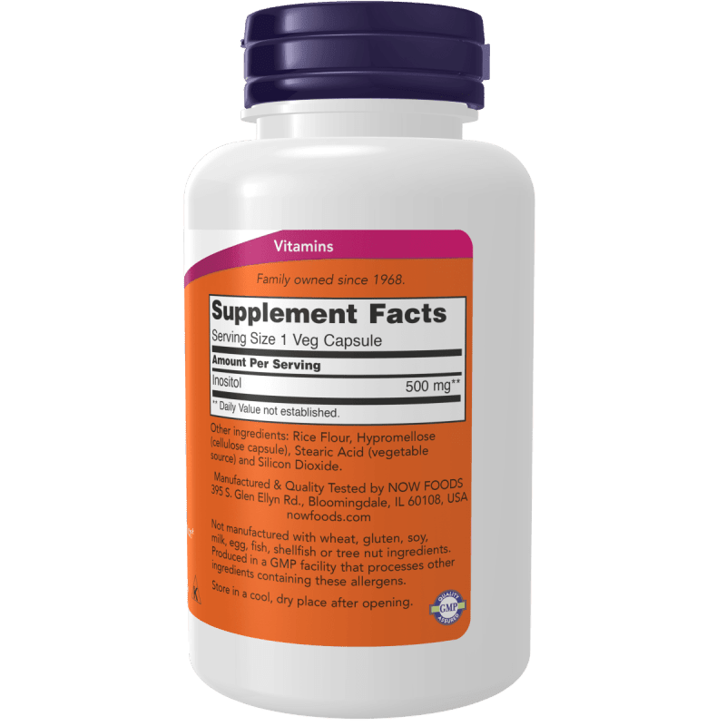 NOW SUPLEMENTOS Now Foods, Inositol 500 mg (100 cápsulas)