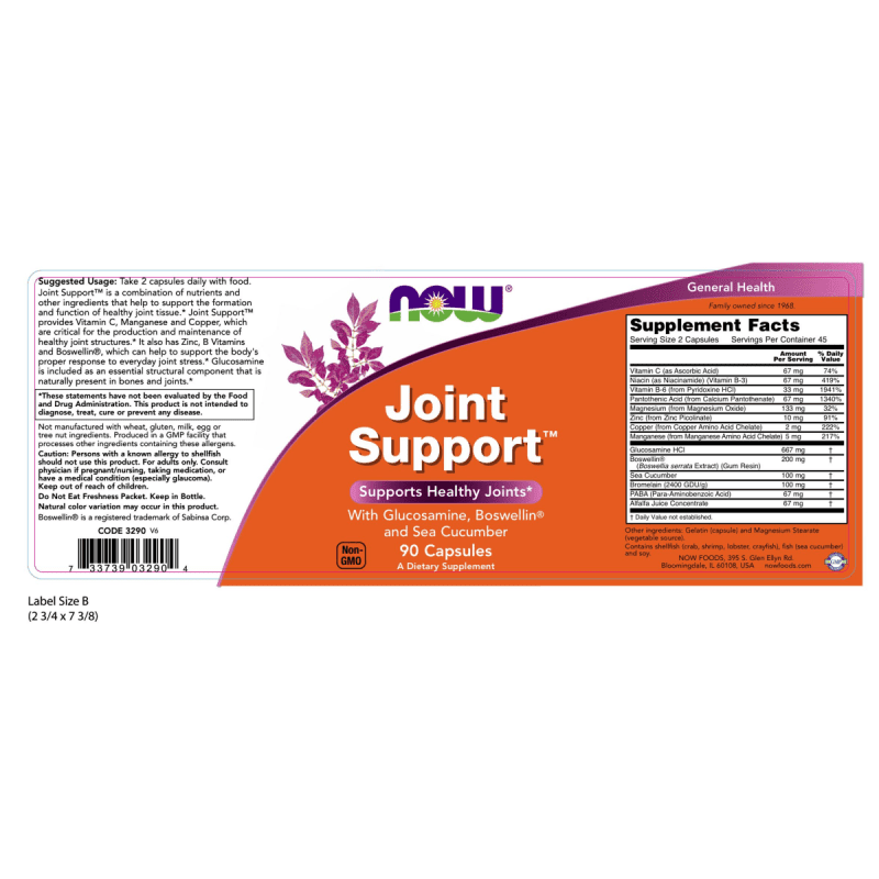 NOW SUPLEMENTOS Now Foods, Joint Support™ Apoyo Articular (90 cápsulas)