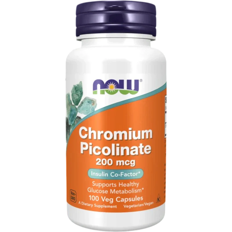 NOW Vitamina Now Foods, Picolinato de Cromo 200 mcg (100 cápsulas)