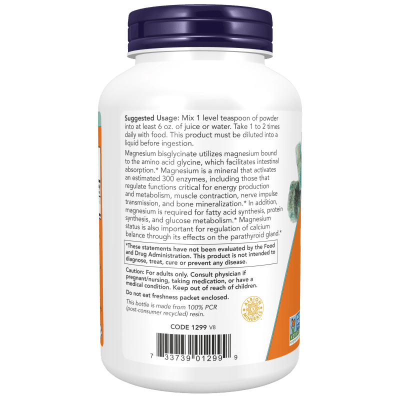 NOW SUPLEMENTOS Now Foods, Polvo de Bisglicinato de Magnesio (8 oz/227 g)