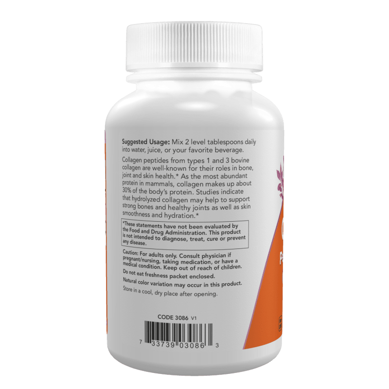 NOW SUPLEMENTOS Now Foods, Polvo de Péptidos de Colágeno Hidrolizado 227 g (21 porciones)