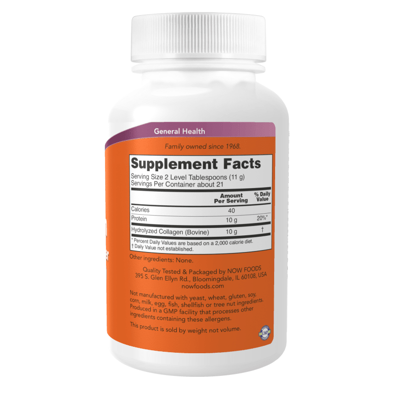 NOW SUPLEMENTOS Now Foods, Polvo de Péptidos de Colágeno Hidrolizado 227 g (21 porciones)