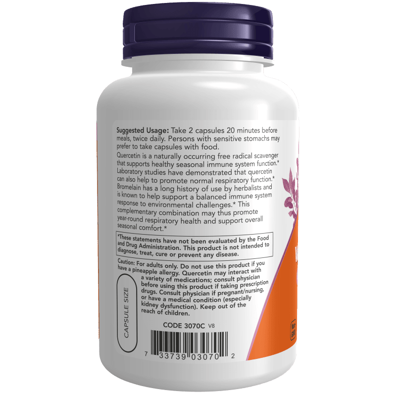 NOW SUPLEMENTOS Now Foods, Quercetina y Bromelina 800 mg/165 mg (120 cápsulas)