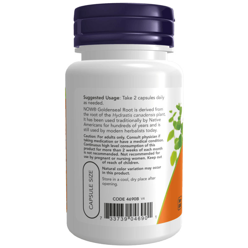 NOW SUPLEMENTOS Now Foods, Raíz de Sello de Oro 500 mg (50 cápsulas)