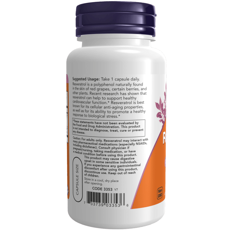 NOW SUPLEMENTOS Now Foods, Resveratrol 200 mg (60 cápsulas)