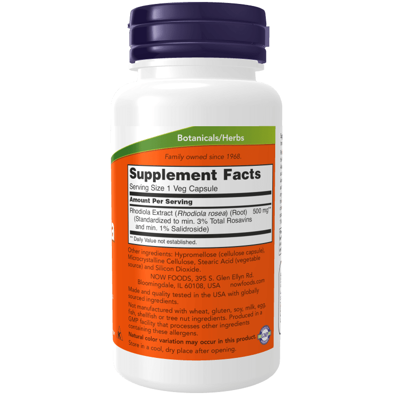 NOW SUPLEMENTOS Now Foods, Rhodiola 500 mg (60 cápsulas)