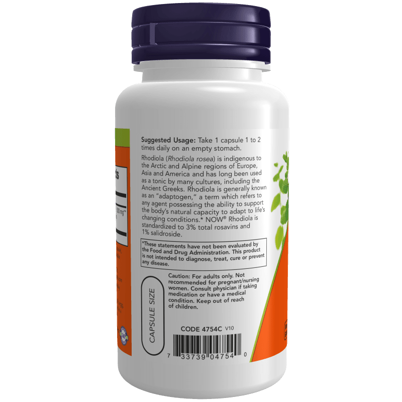 NOW SUPLEMENTOS Now Foods, Rhodiola 500 mg (60 cápsulas)