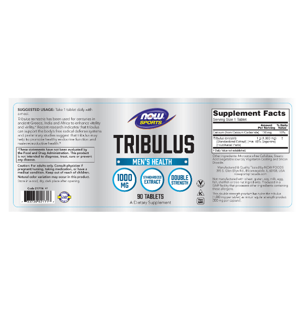 NOW SUPLEMENTOS Now Foods, Tribulus 1,000 mg (90 tabletas)