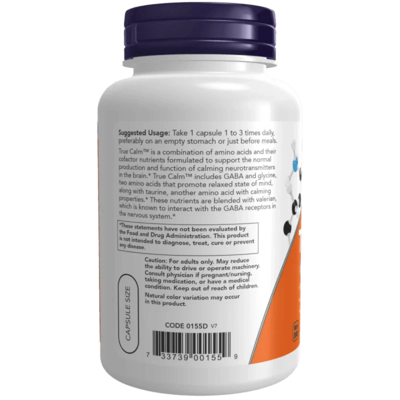 NOW Suplementos Now Foods, True Calm Aminoácidos Relajantes (90 cápsulas)