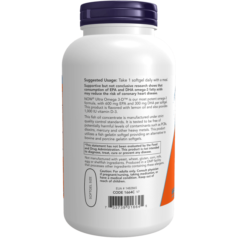 NOW SUPLEMENTOS Now Foods, Ultra Omega 3-D™ Omega-3 y Vitamina D-3 1,000 UI (180 softgels)