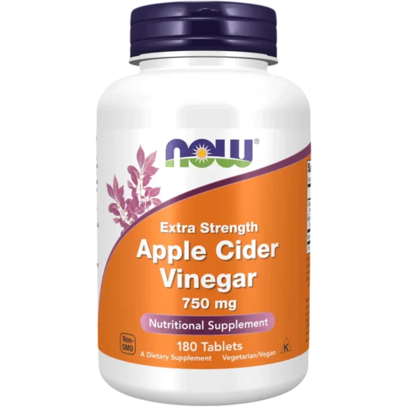 NOW Suplemento Now Foods, Vinagre de Sidra de Manzana Extra Fuerza 750 mg (180 tabletas)
