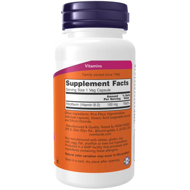 NOW SUPLEMENTOS Now Foods, Vitamina B-2 100 mg (100 cápsulas)