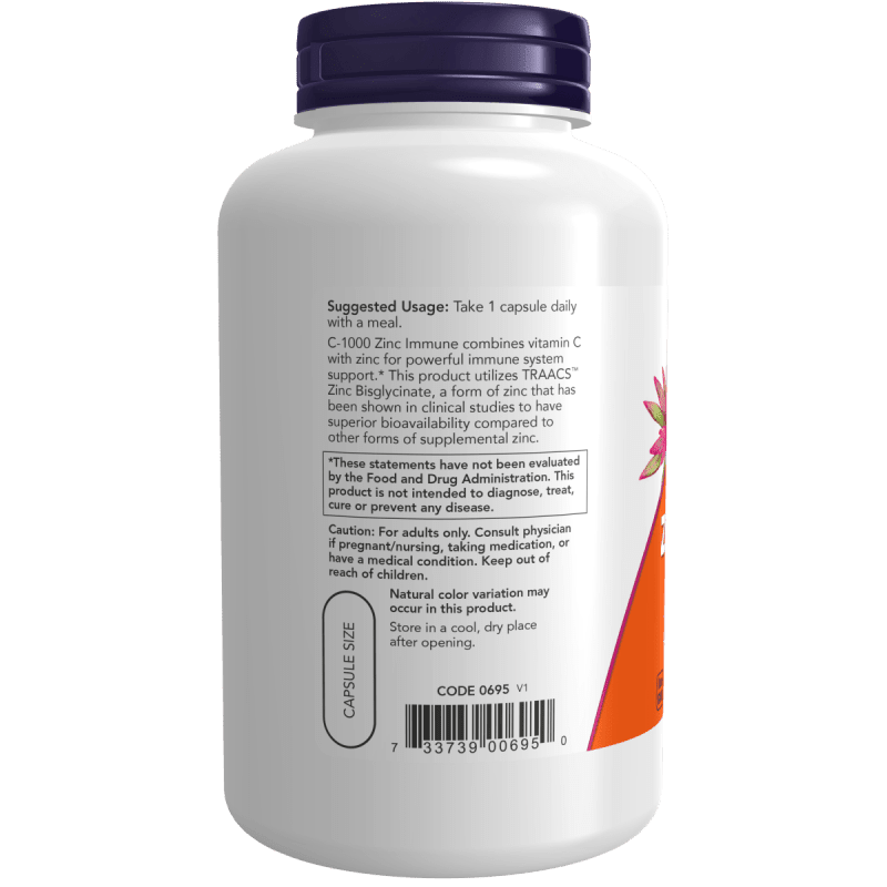 NOW SUPLEMENTOS Now Foods, Vitamina C-1000 y Zinc (180 cápsulas)