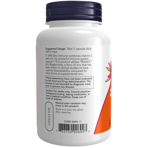 NOW SUPLEMENTOS Now Foods, Vitamina C-1000 y Zinc (90 cápsulas)