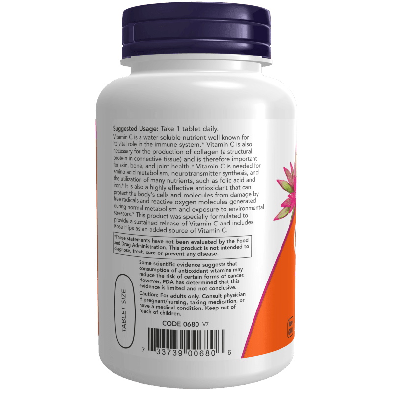 NOW SUPLEMENTOS Now Foods, Vitamina C con Escaramujo y Liberación Sostenida 1,000 mg (100 tabletas)