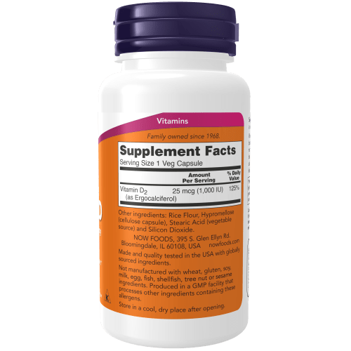 NOW SUPLEMENTOS Now Foods, Vitamina D-3 1,000 UI (120 cápsulas)