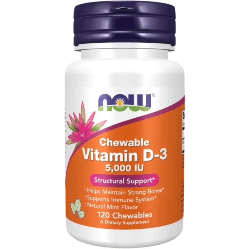 NOW Vitamina Now Foods, Vitamina D-3 5,000 UI (120 masticables)