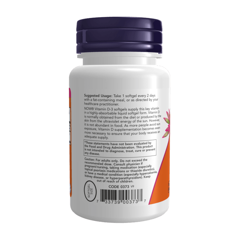 NOW SUPLEMENTOS Now Foods, Vitamina D-3 5,000 UI (240 softgels)