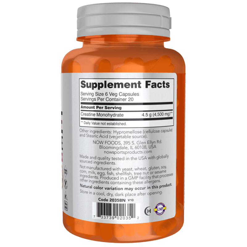 NOW SPORTS Now Foods, Monohidrato de Creatina 750 mg (120 cápsulas)