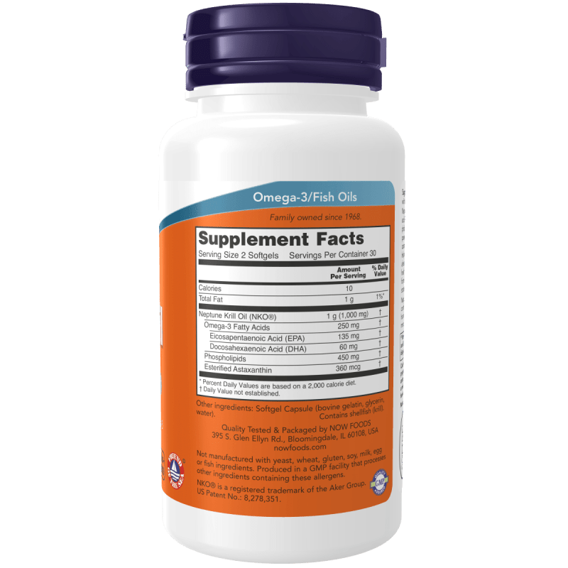 NOW SUPLEMENTOS Now Foods, Aceite de Krill 500 mg (60 softgels)