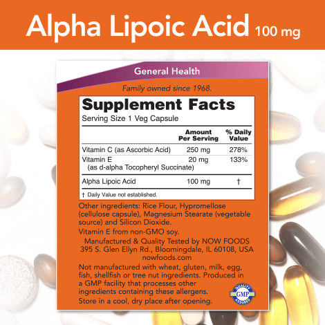 NOW SUPLEMENTOS Now Foods, Ácido Alfa Lipoico 100 mg (60 cápsulas)