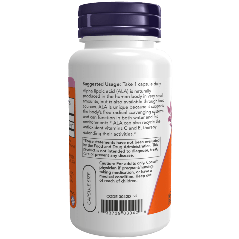 NOW SUPLEMENTOS Now Foods, Ácido Alfa Lipoico 250 mg (60 cápsulas)