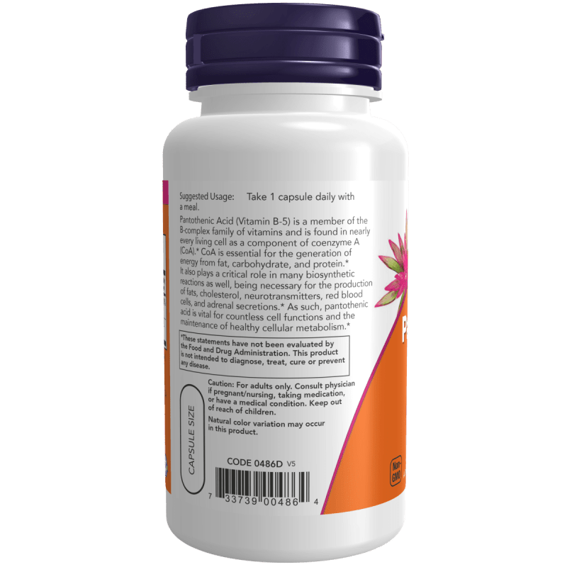 NOW SUPLEMENTOS Now Foods, Ácido Pantoténico 500 mg (100 cápsulas)